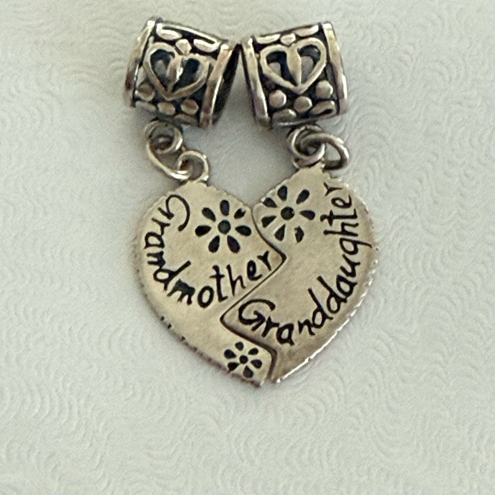 Sterling Silver puzzle Heart Grandmother Granddaughter Charm